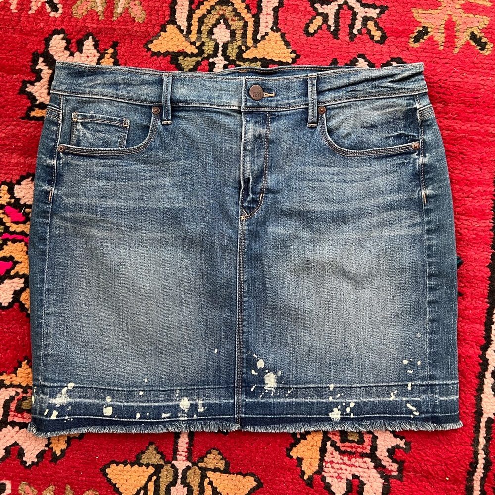 NWT LOFT Distressed Blue Denim Mini Skirt